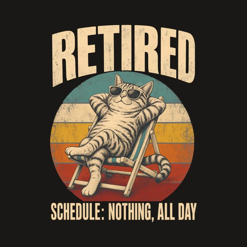 Retired Schedule Nothing, All Day Cat Design — funny cat tumbler