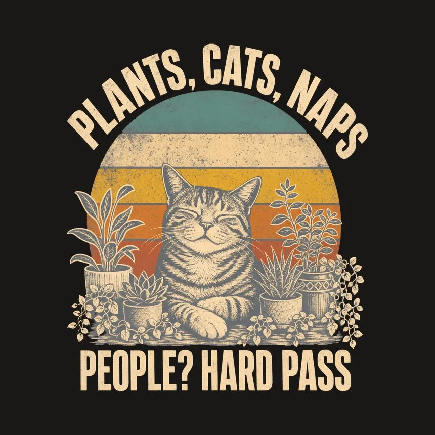 Plants, Cats, Naps People Hard Pass Cat Design — funny cat tumbler
