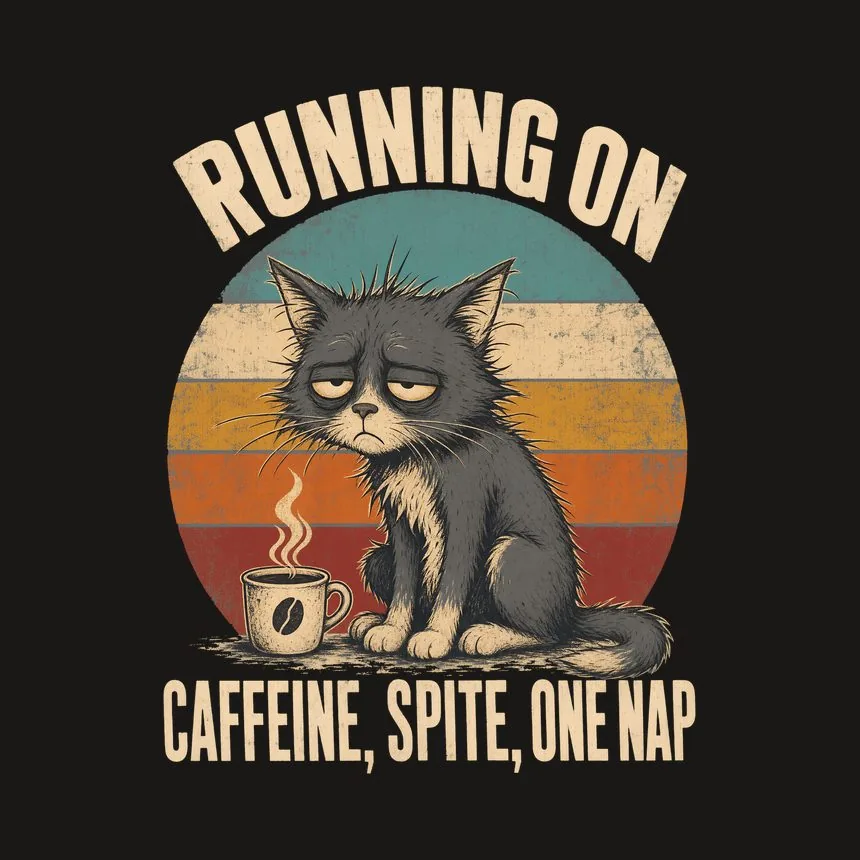 Running On Caffeine, Spite, One Nap Cat Design — funny cat tumbler