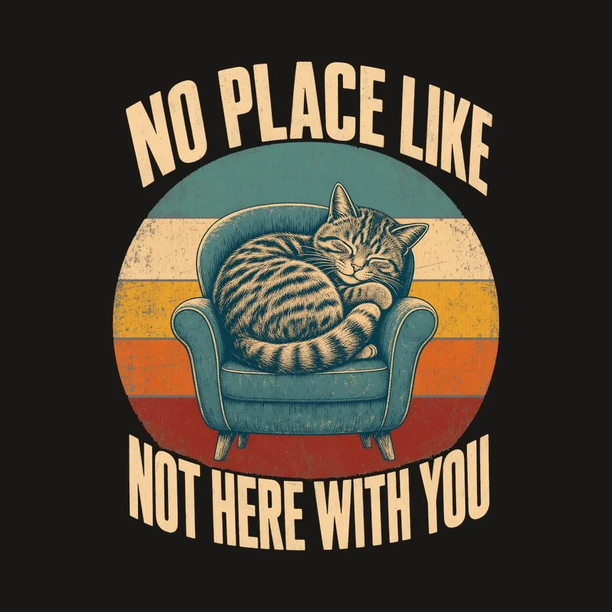 No Place Like Not Here With You Retro Cat Design — funny cat tumbler
