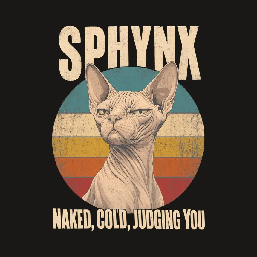 Sphynx Naked, Cold, Judging You Retro Cat Design — funny cat tumbler