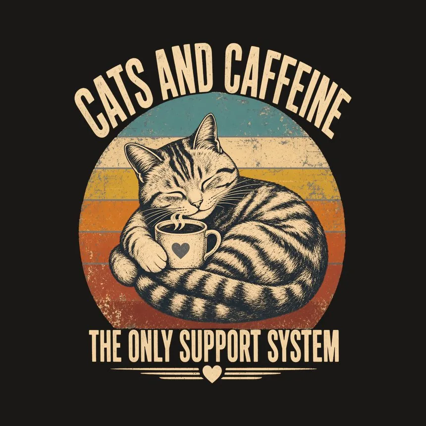 Cats And Caffeine The Only Support System — funny cat tumbler