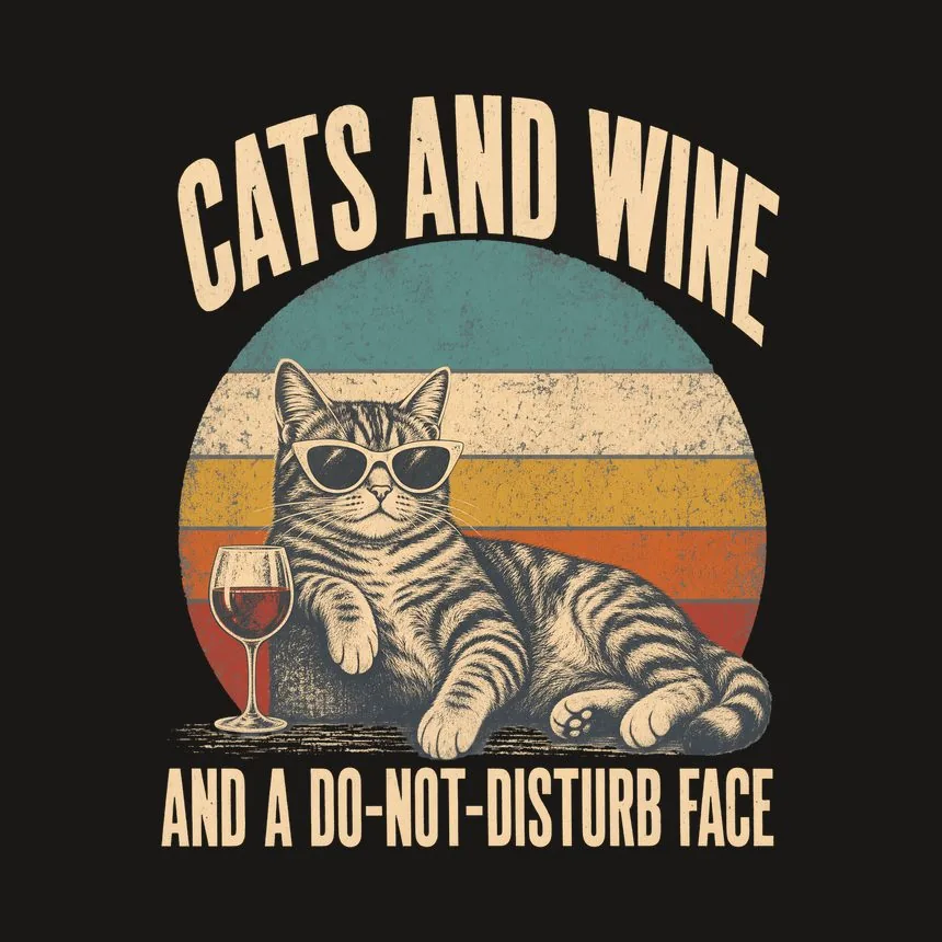 Cats And Wine And A Do-Not-Disturb Face Cat Design — funny cat tumbler