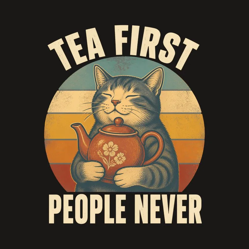 Tea First People Never Cat — funny cat tumbler