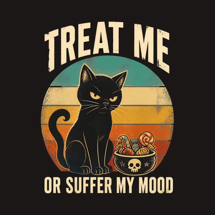 Treat Me Or Suffer My Mood Halloween Cat — funny cat tumbler