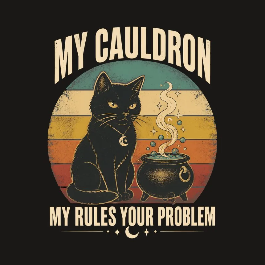 My Cauldron My Rules Your Problem Halloween Cat — funny cat tumbler