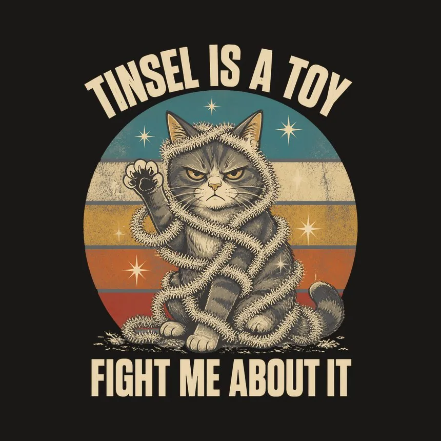 Tinsel Is A Toy Fight Me Naughty Xmas Cat — funny cat tumbler