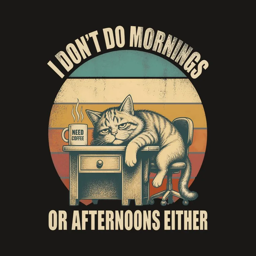 I Don't Do Mornings Cat — funny cat tumbler