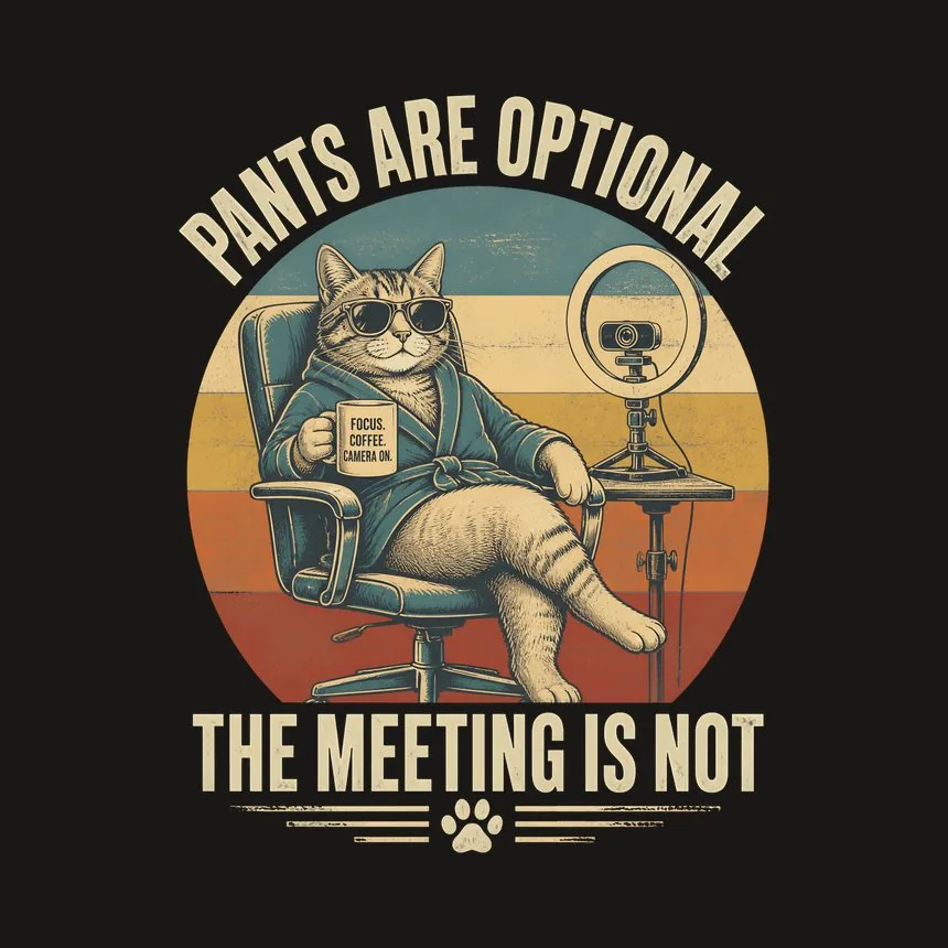 Pants Optional Remote Work Cat — funny cat tumbler