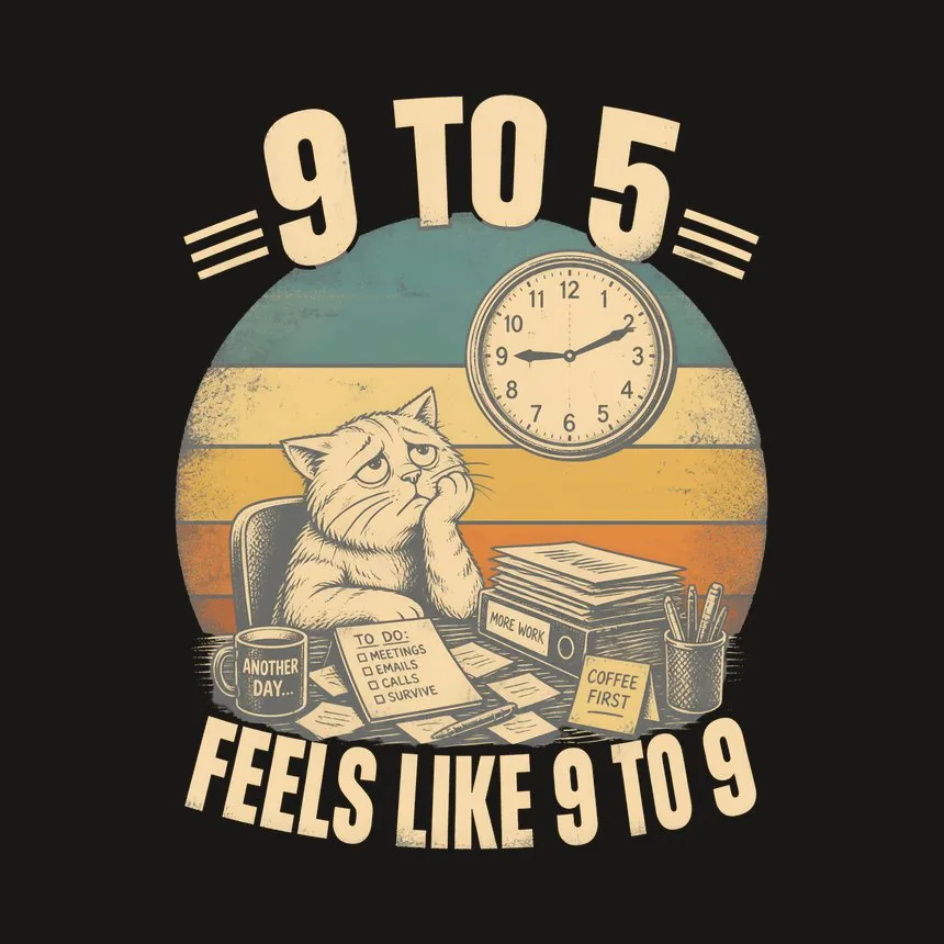 Nine To Five Feels Like Nine Cat — funny cat tumbler