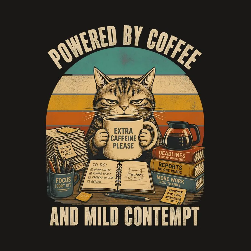 Powered By Coffee And Contempt Cat — funny cat tumbler