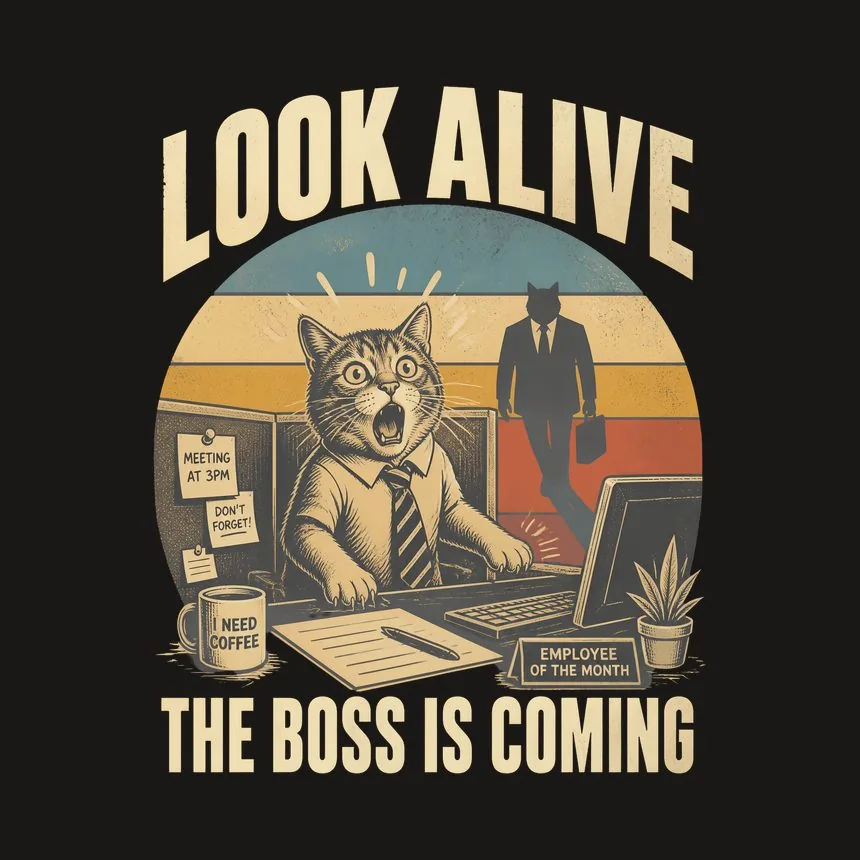 Look Alive The Boss Is Coming Cat — funny cat tumbler