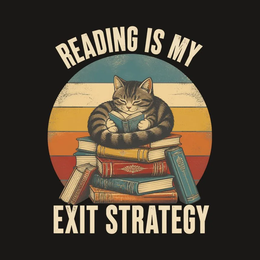 Reading Is My Exit Strategy Cat — funny cat tumbler